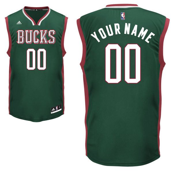 Men Adidas Milwaukee Bucks Custom Replica Road Green NBA Jersey->customized nba jersey->Custom Jersey